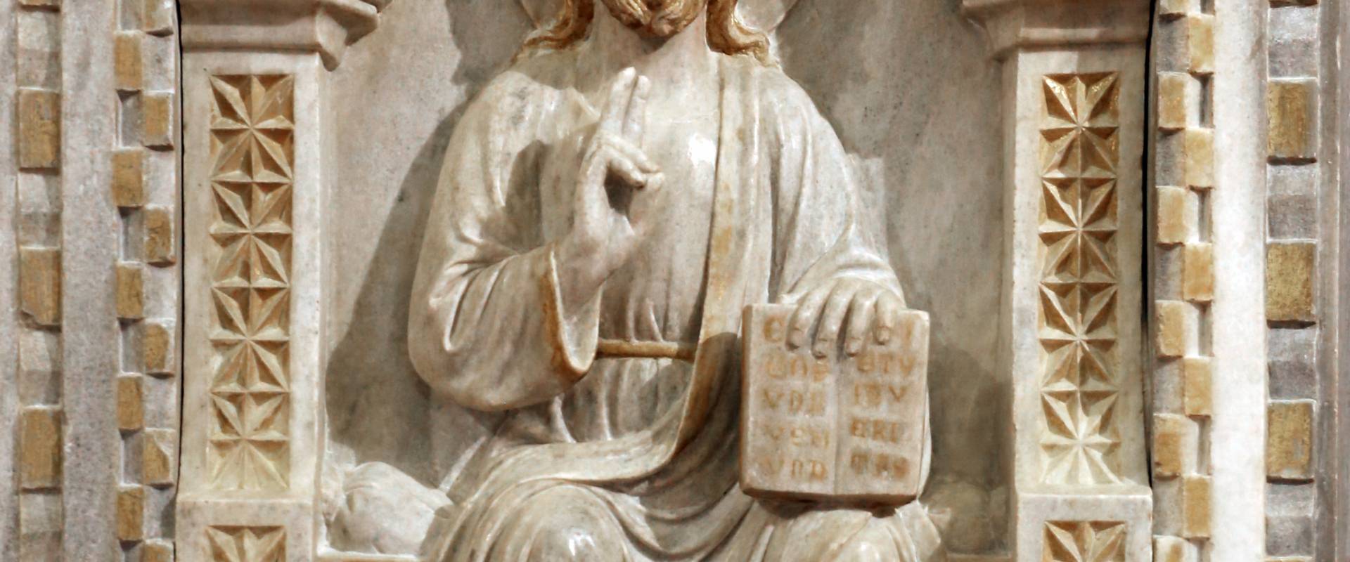 Sarcofago del beato giacomo salomoni, 1340 ca., da s. giacomo apostolo in san domenico, 09 cristo benedicente foto di Sailko